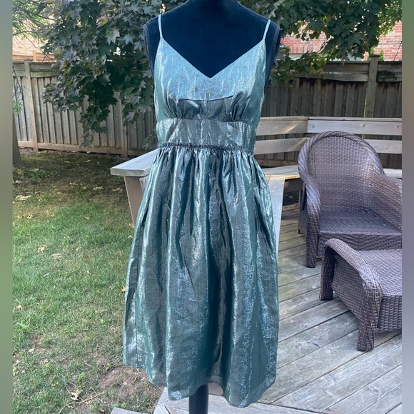 SEE BY CHLOE Green Glitter Sheen Party Dress Silk Women’s size 6 - Picture 1 of 9